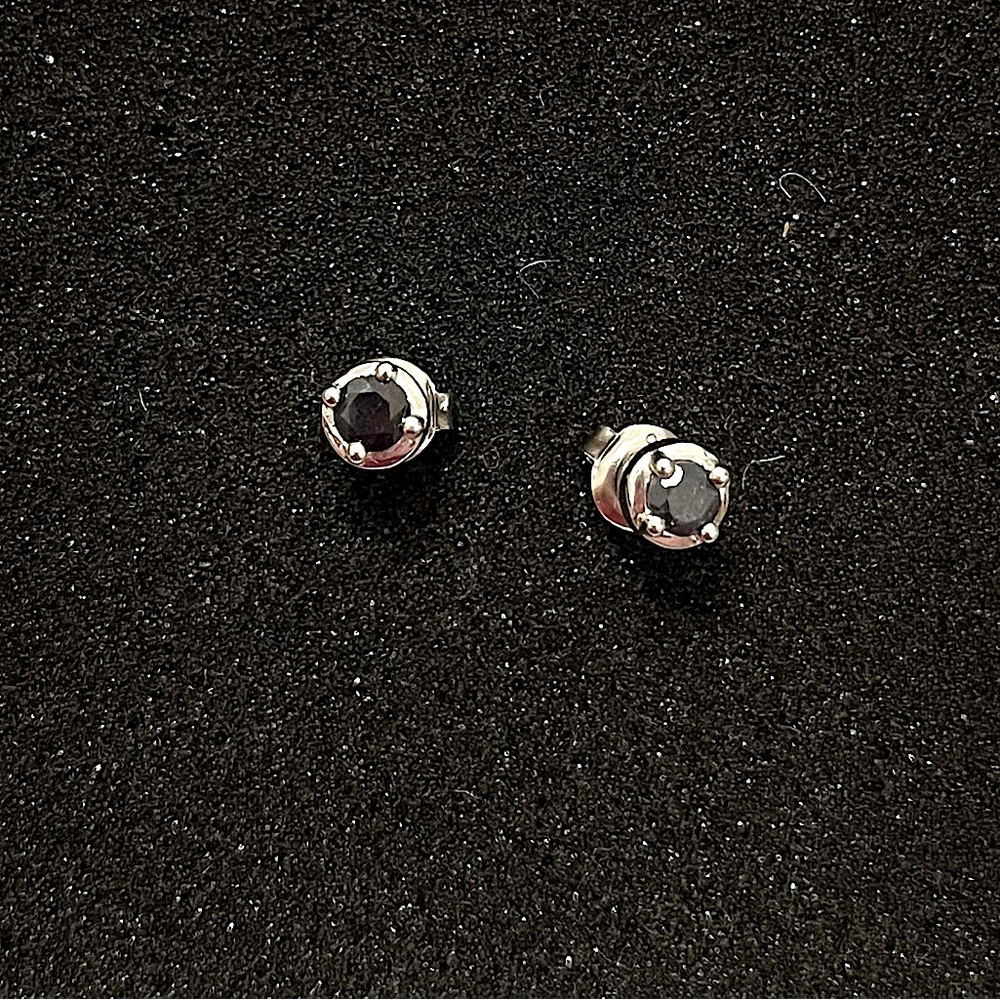 Black Diamond Silver Studs Handcrafted